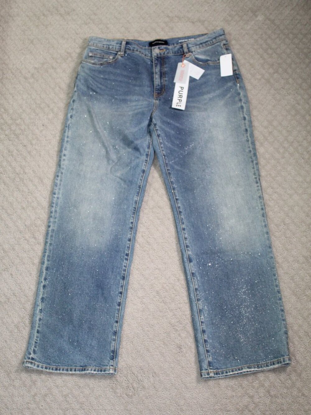 NWT Purple Brand Size 32 Mid Rise Straight Sparkle Blue Jeans